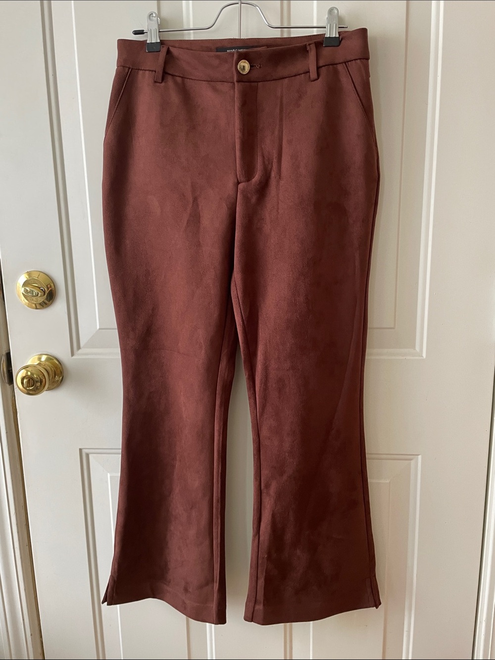 Marc New York Women's Rust Brown Flare Faux Suede  Pants NWT